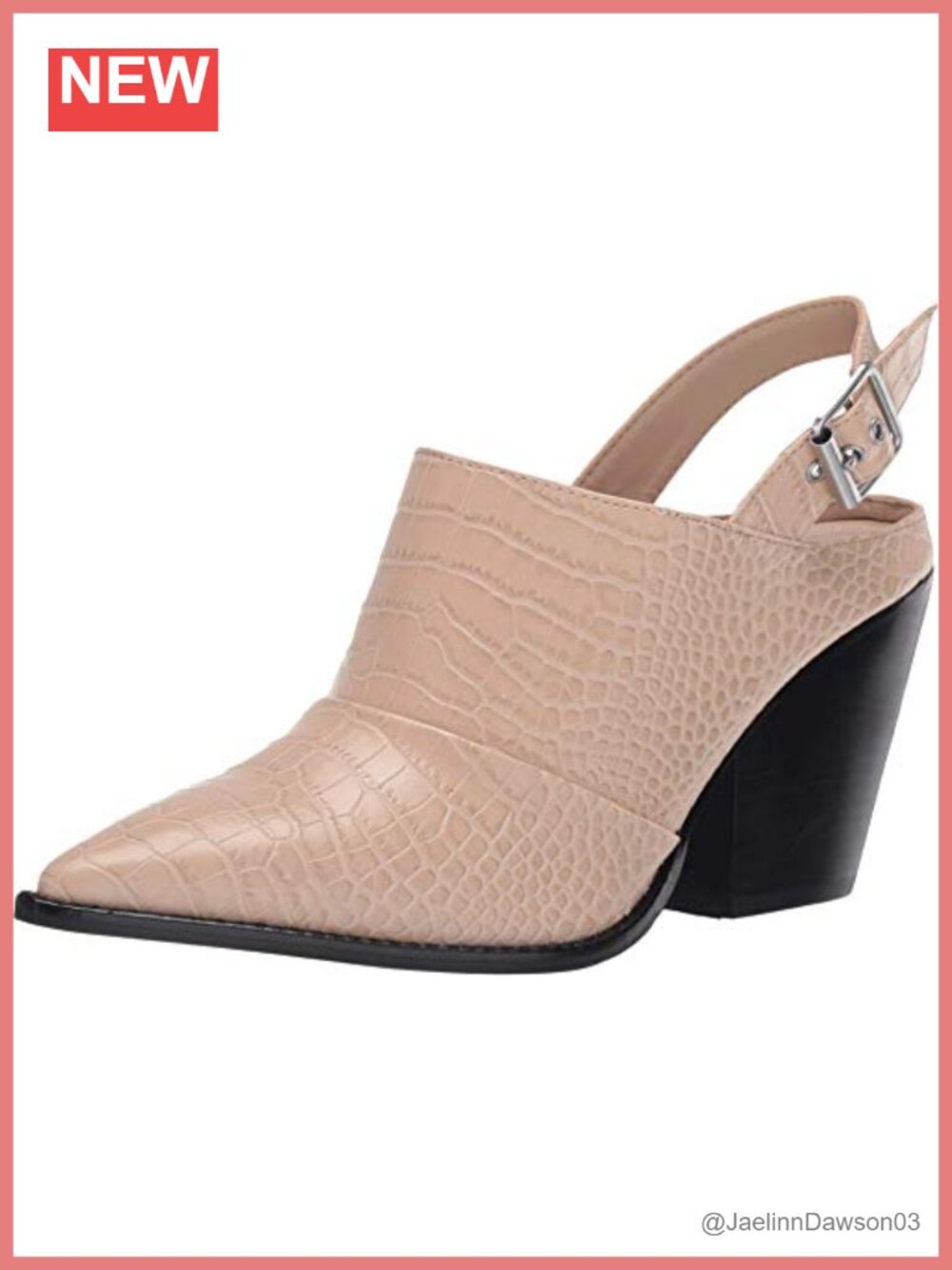 Womens Pointed Toe Ankle Bootie Block Heel Croc Buckle Casual Boot